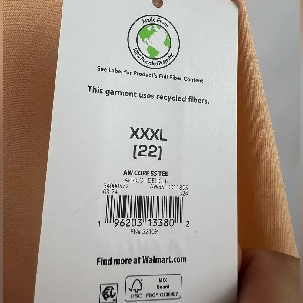 Athletic Works Tee, Apricot Delight, Polyester, V-Neck Activewear Top - Image 5