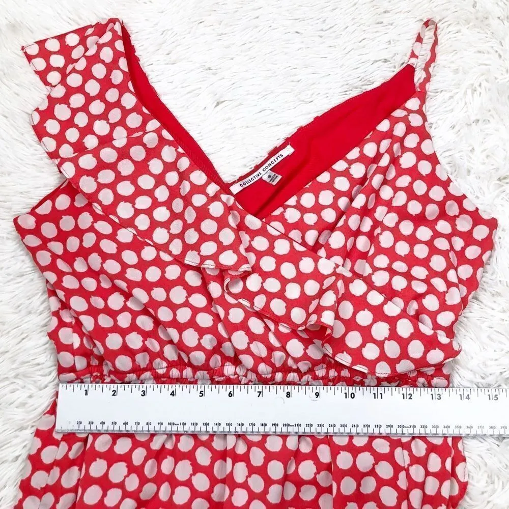 Collective Concepts Orange Polka Dot Dress Small - Image 6