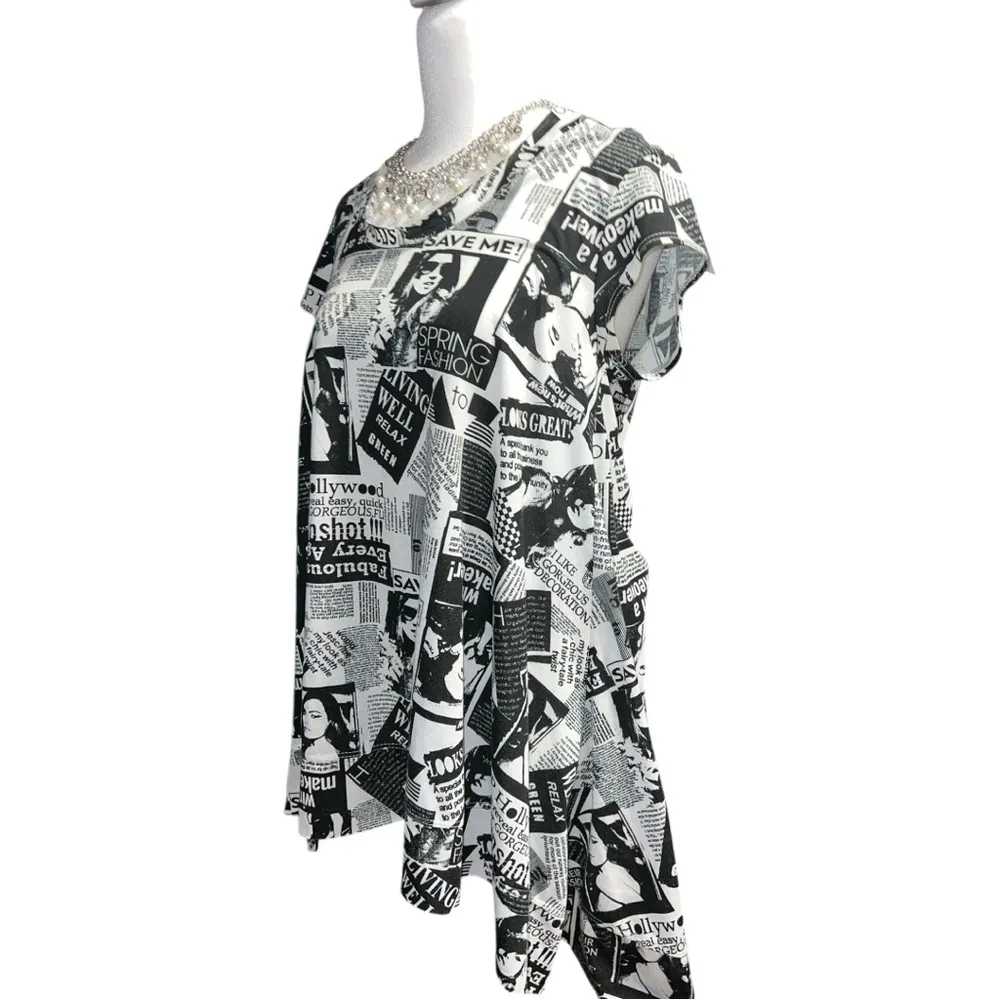 Ducci Graphic Print Black and White Women's Top Size M - Image 4