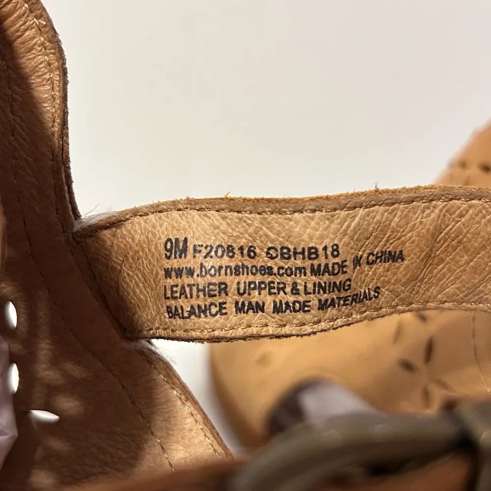 Born tan leather chunky heel ankle strap sandal size 9 M - Image 6