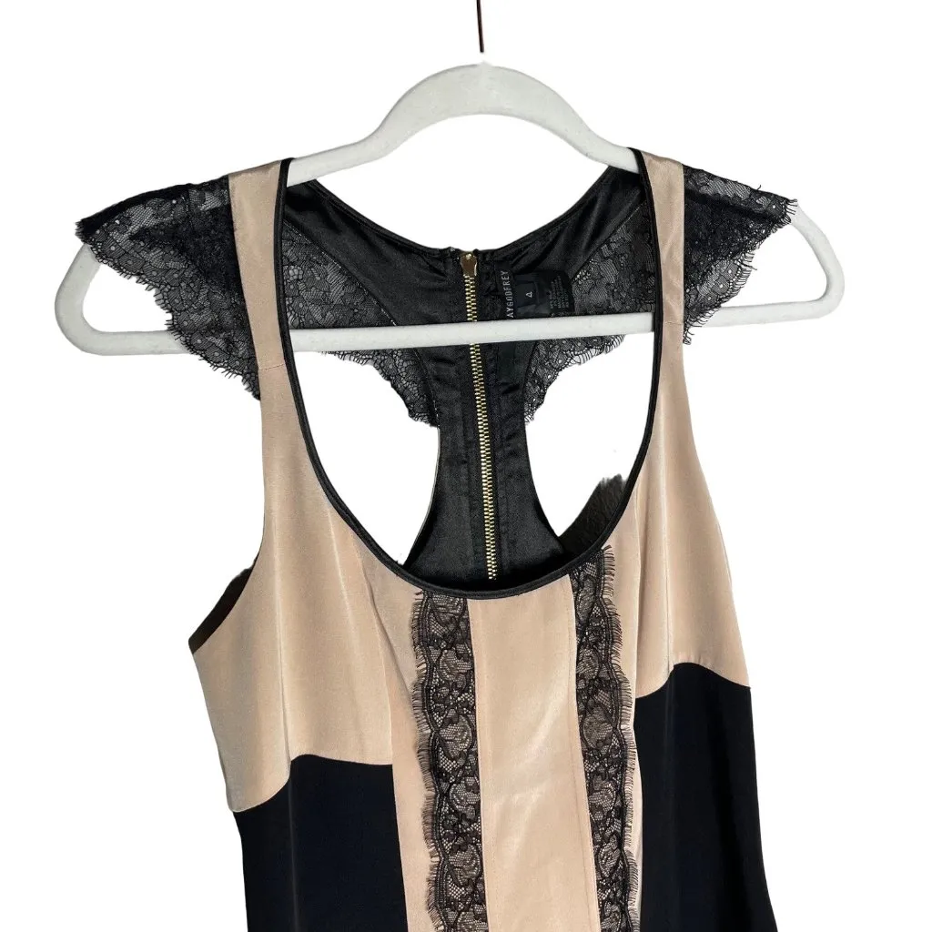 Jay Godfrey Holden Slim Racer Back Dress Size 4 Silk Lace Black Nude - Image 2