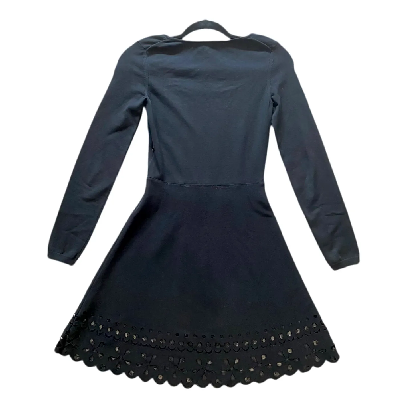 VINTAGE Red Valentino Longuette Laser Cut Knit Black Dress. Size 38, US 2/XS NWT - Image 4