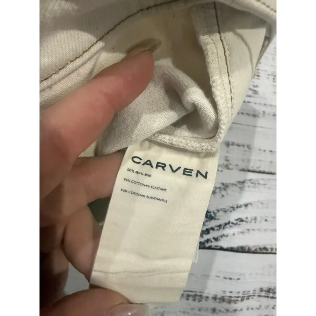 CARVEN Women's Beige Cargo Ankle Denim Jeans Pants Size 2 Straight Leg Casual - Image 4