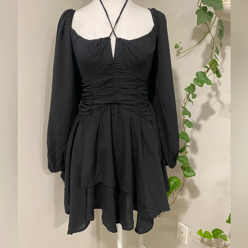 Women Princess Polly Barret Long AsymmetricaL SLEEVE MINI DRESS BLACK Size‎ 8 - Image 3