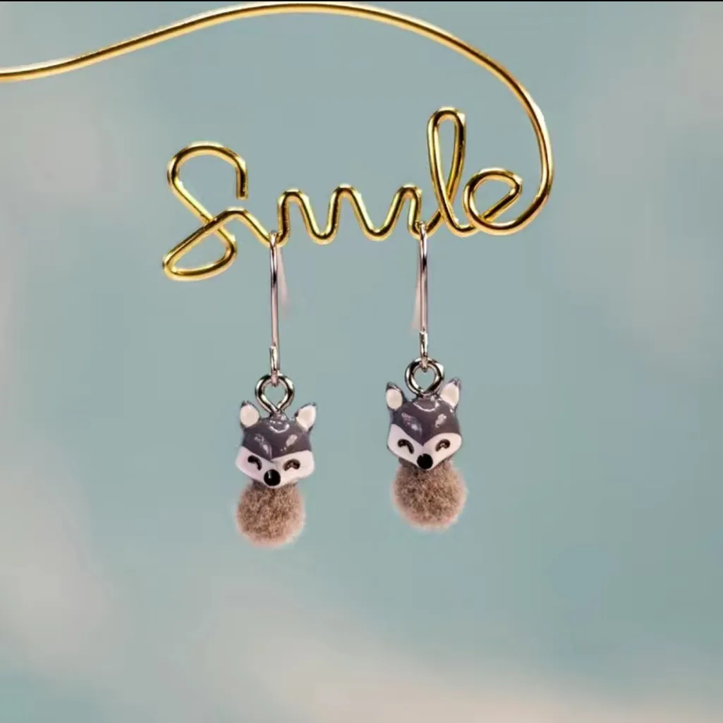 3Pair Cute Little Mini‎ Animal Fox, Bear Drop Earrings, Unique Accessories - Image 7
