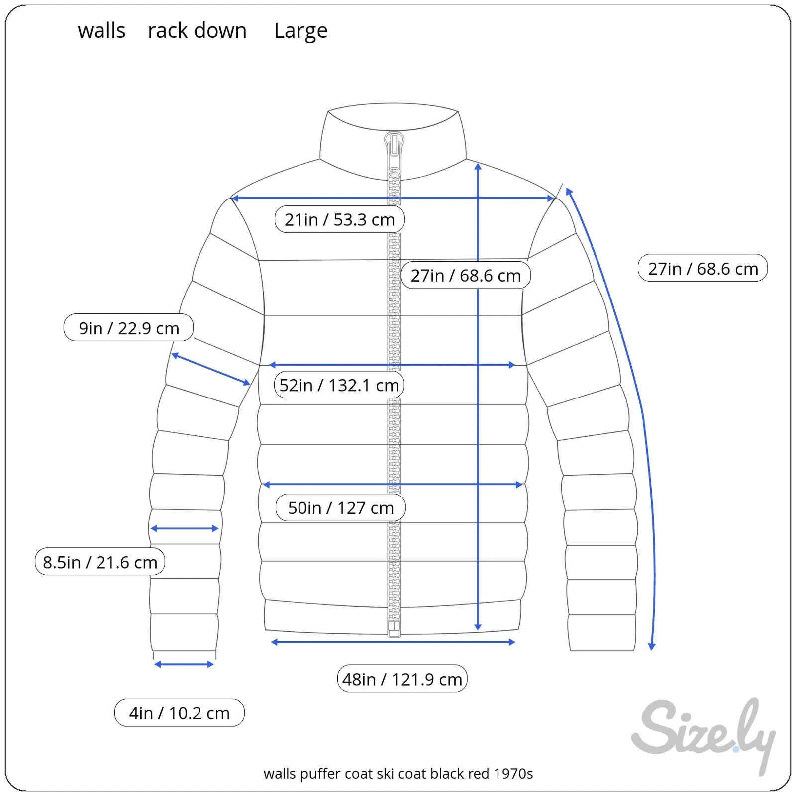 walls puffer coat ski coat black red 1970s Size L - Image 2