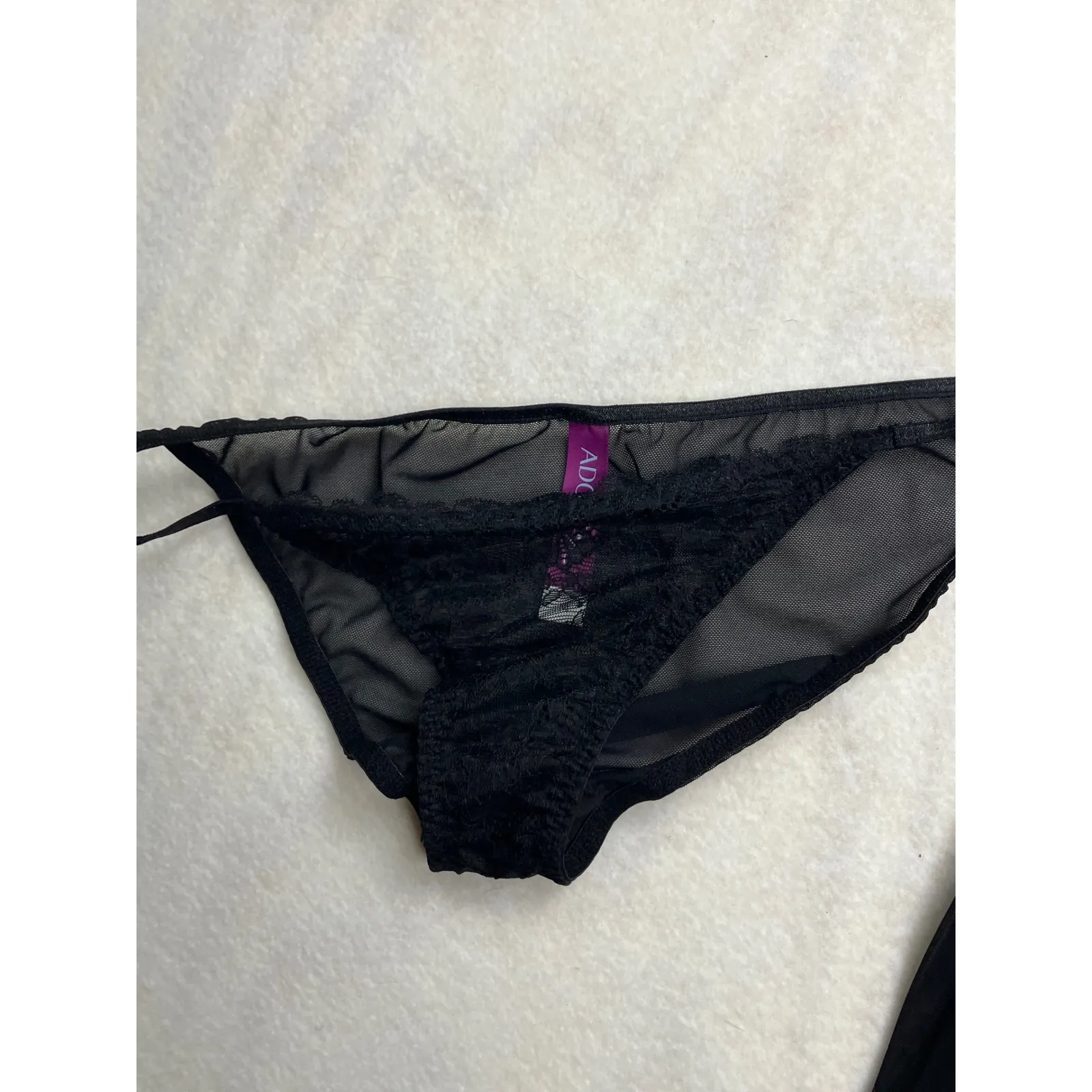 Adore Me Black Lace Babydoll Chemise Matching‎ Panty Set Size M - Image 6