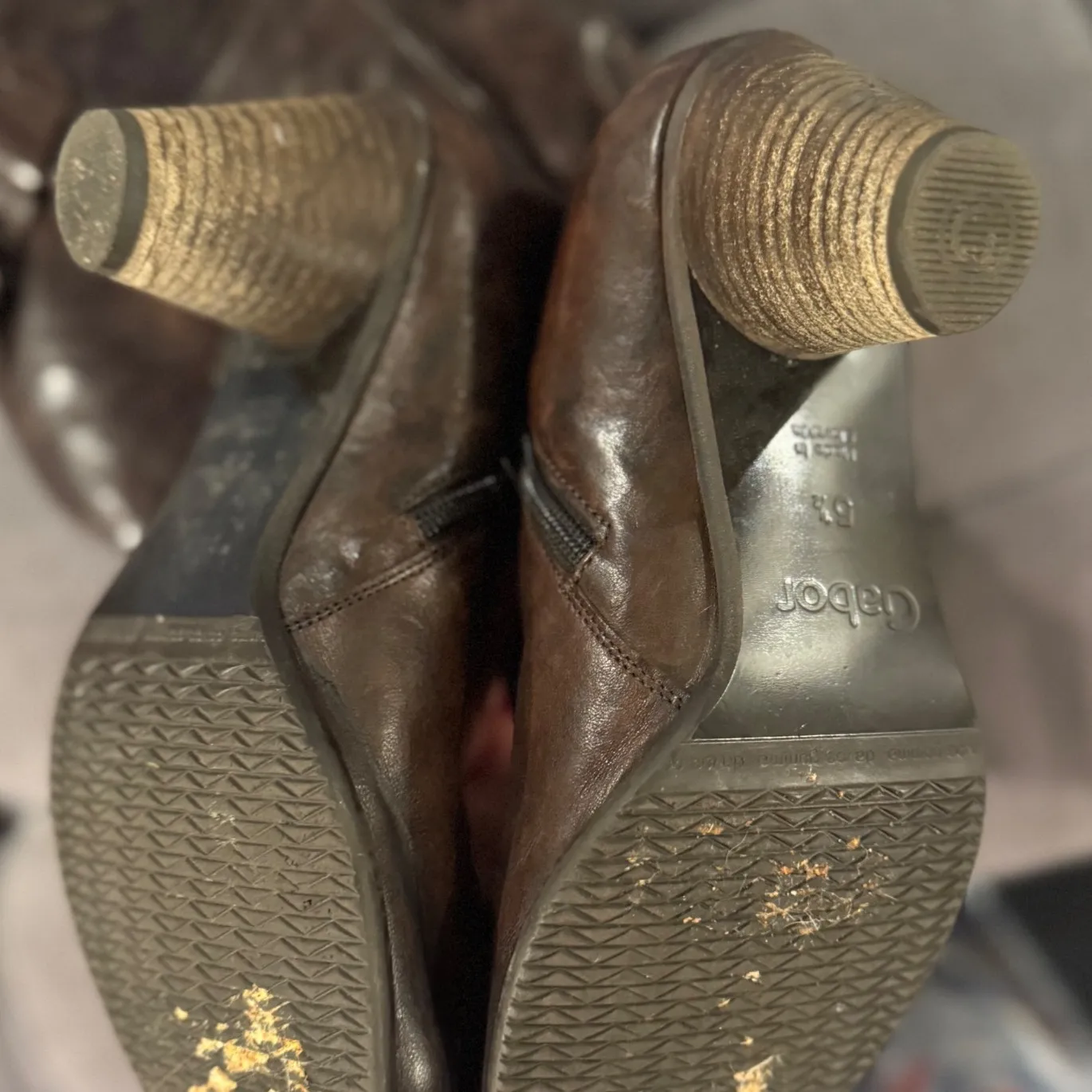 Gabor Women's Dark Brown Leather Knee High Boots Buckle with Side wide calf Size 8 - Image 5