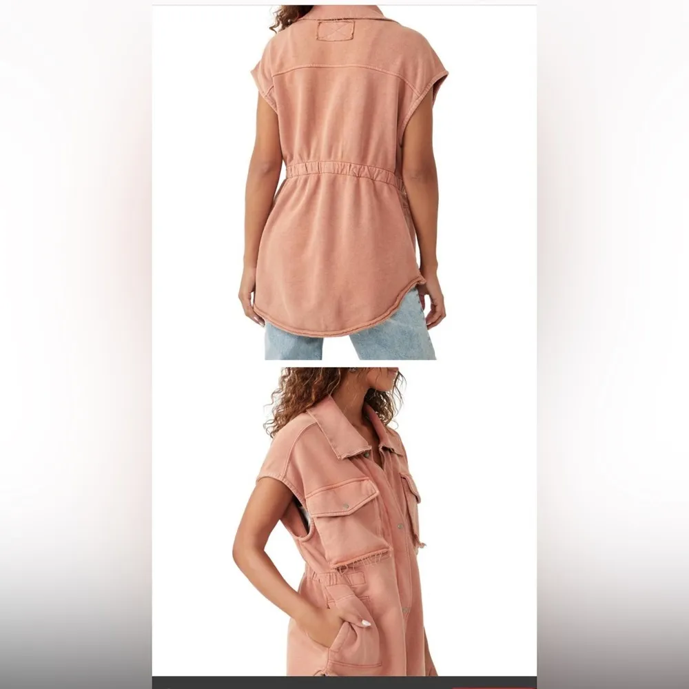 NEW FREE PEOPLE MAUVE/CINNARER Sleeveless Button-Up UTILITY Vest  size 2/28 - Image 2