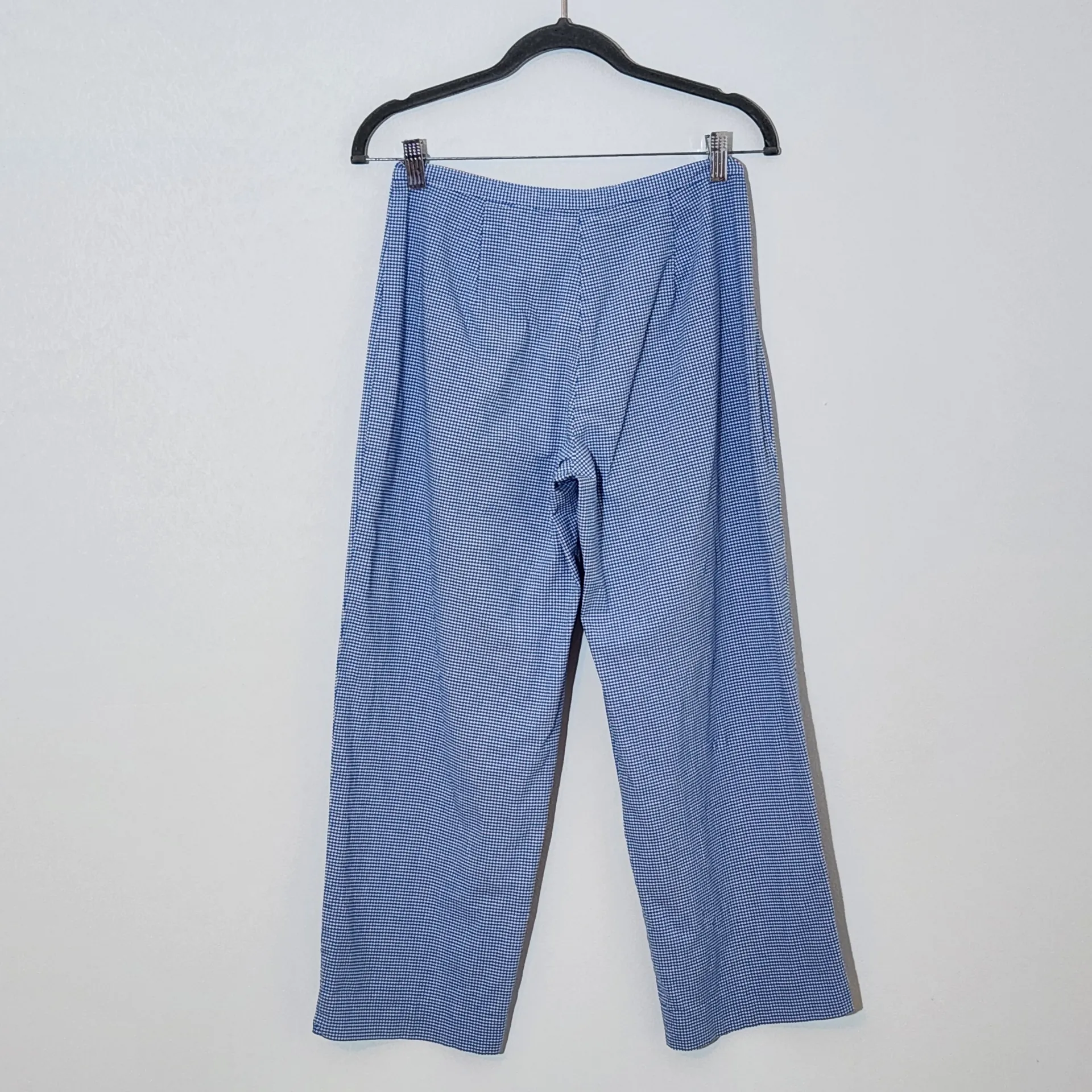 Talbots Blue Check Pants Size 4 Talbots Petite Blue Gingham Cropped Pants - Image 6