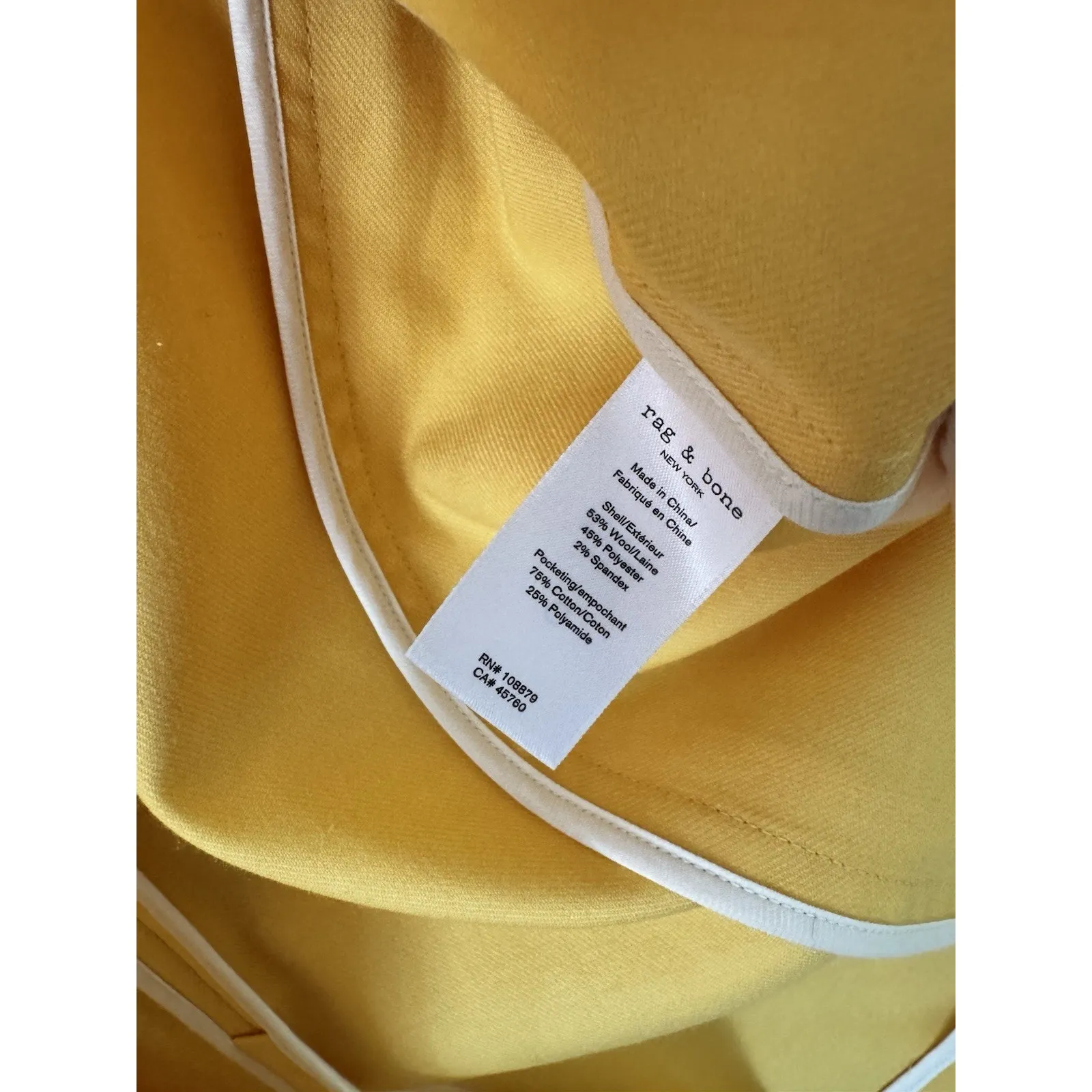 Rag & Bone Bonnie Wool Blend Yellow Blazer Jacket Size 10 - Image 9