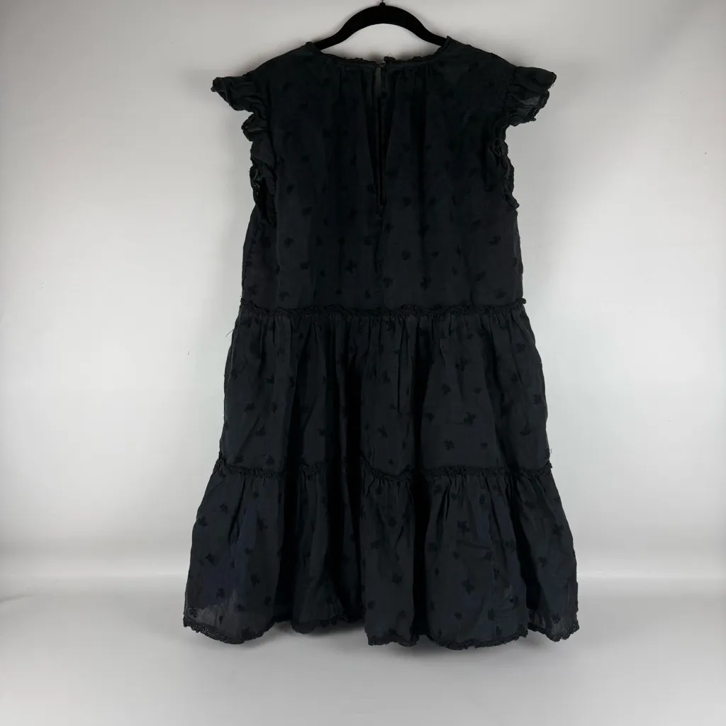 Wilfred Black Embroidered Tiered Midi Dress (M) - Image 4