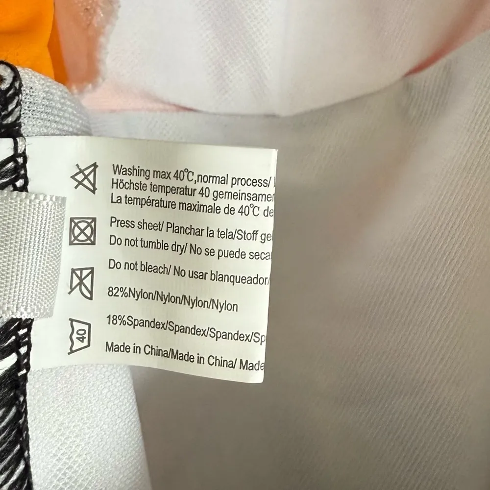 Retro Floral One Piece Swimsuit Halter Skirted Boyshort Pin Up Swimsuit XL Black Orange - Image 10