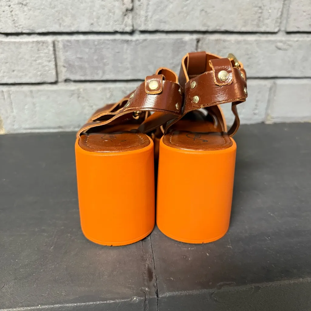 New Free People Pacific Platform Luggage Fisherman Sandals 38 7.5 - Image 4