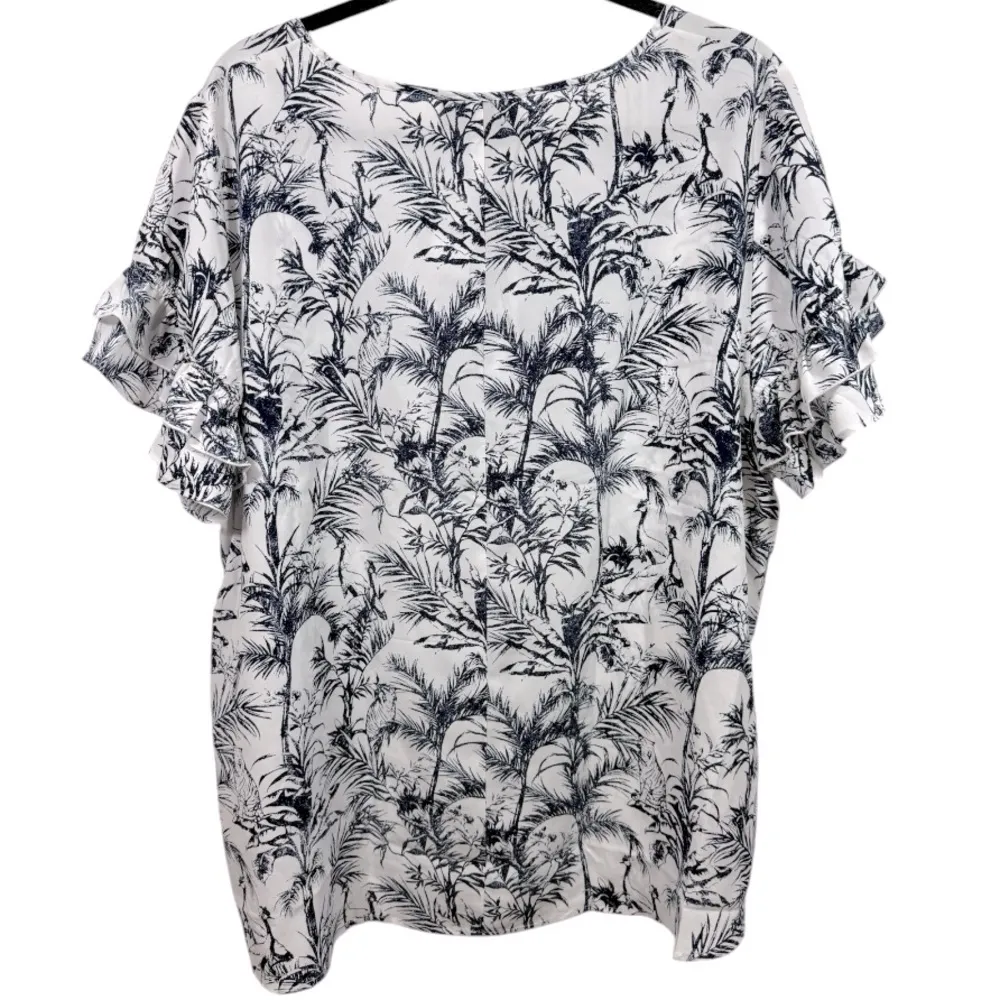 NWT Lane Bryant Tiger Birds Tropical Print Flutter-Sleeve‎ Crew-Neck Top 20 - Image 7