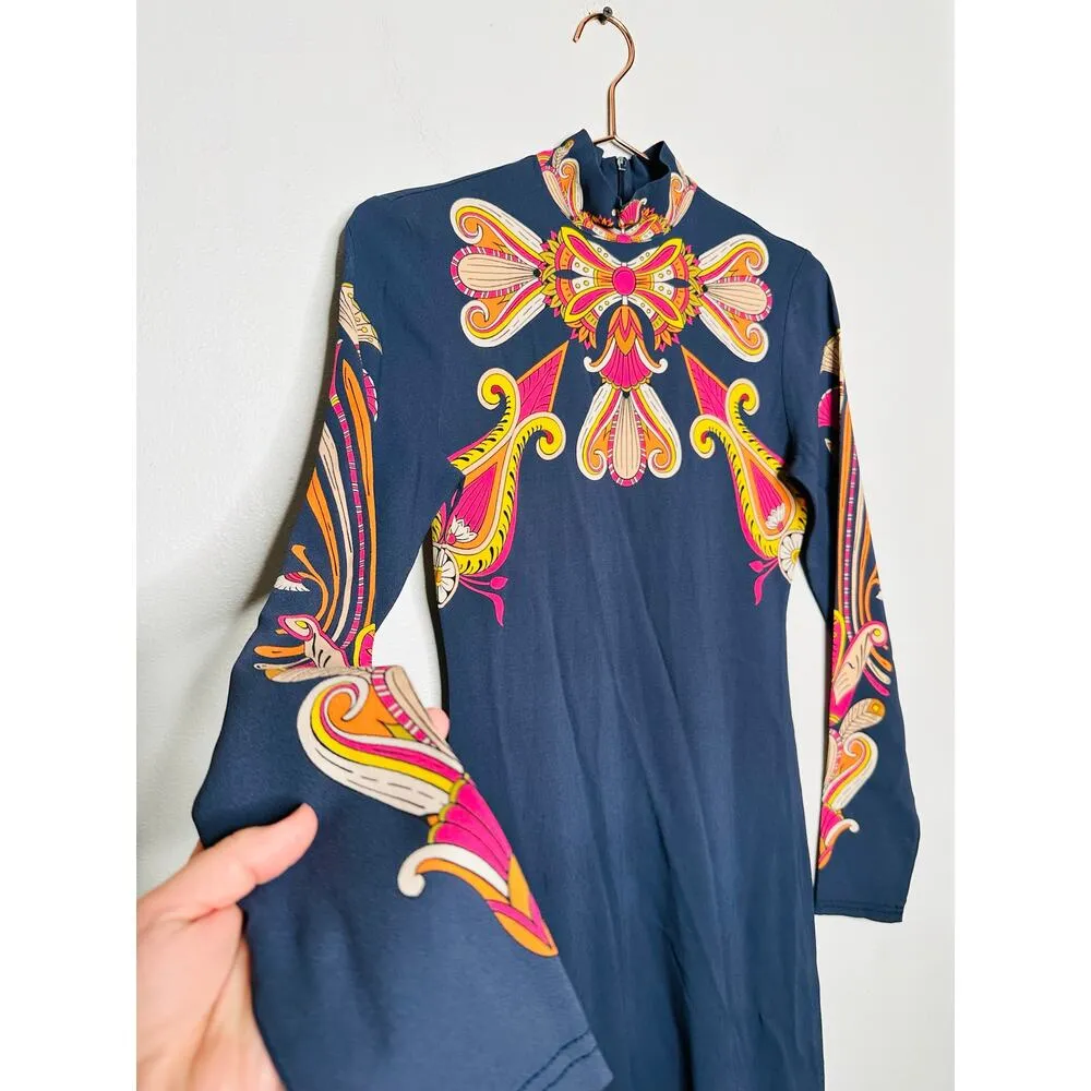 LA DOUBLEJ Navy Paisley Gold Pendant High Neck A - Image 12