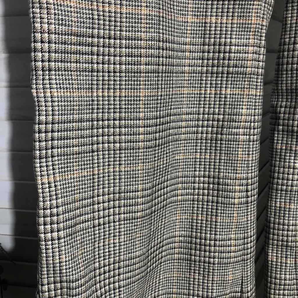 Chico's High Rise Pants Wide-Leg Flare Side Pockets Plaid Brown/Pink/Silver 6R - Image 8