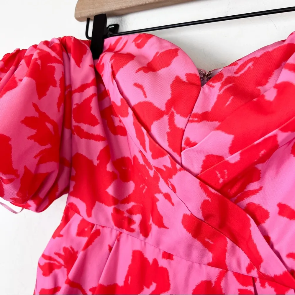 AMUR Micaela Sweetheart Printed Midi Dress in Plumeria Pink Abstract Floral - Image 8