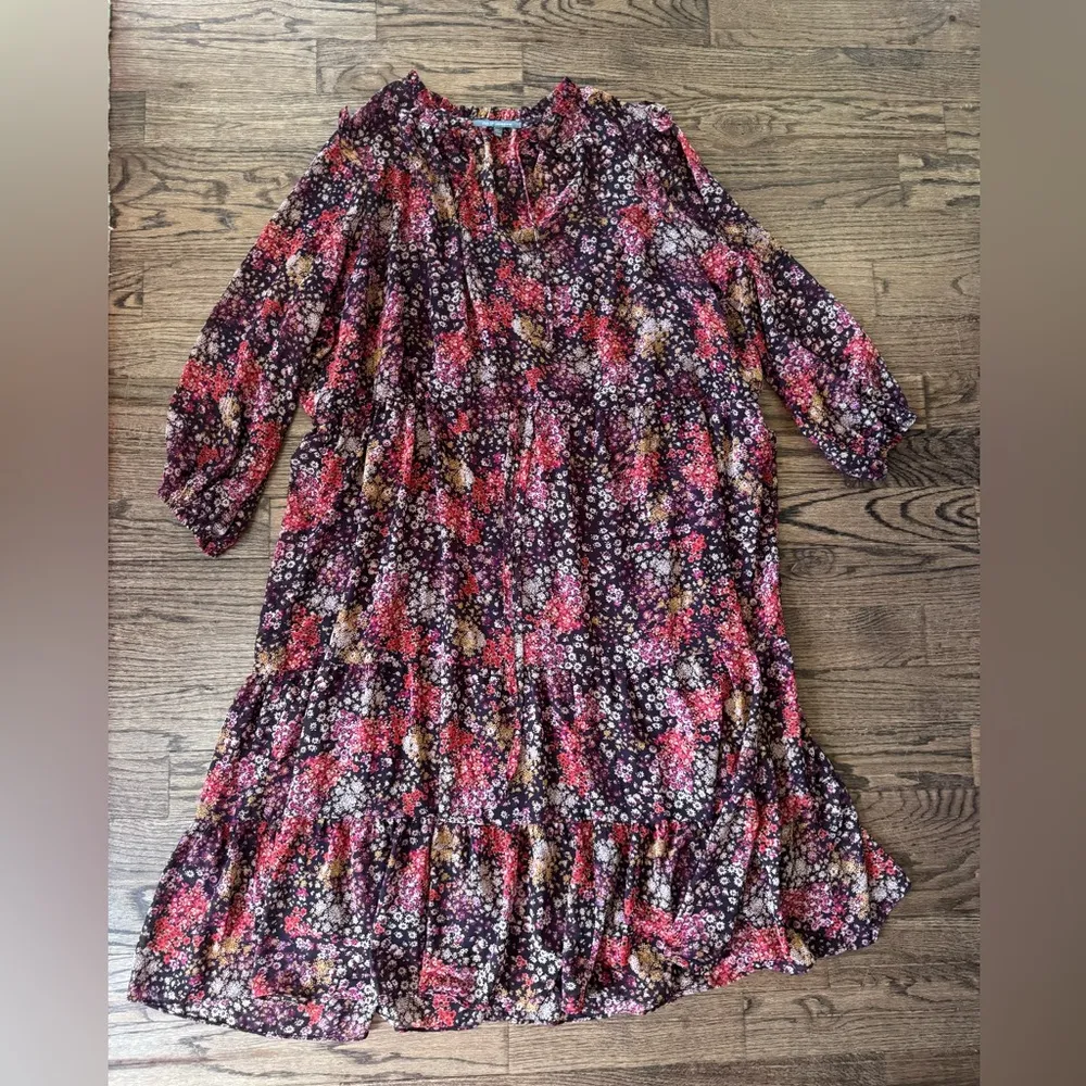 Julia Jordan LONG SLEEVE MIDI DRAWSTRING WAIST DRESS 22W Wedding Guest Spring - Image 3