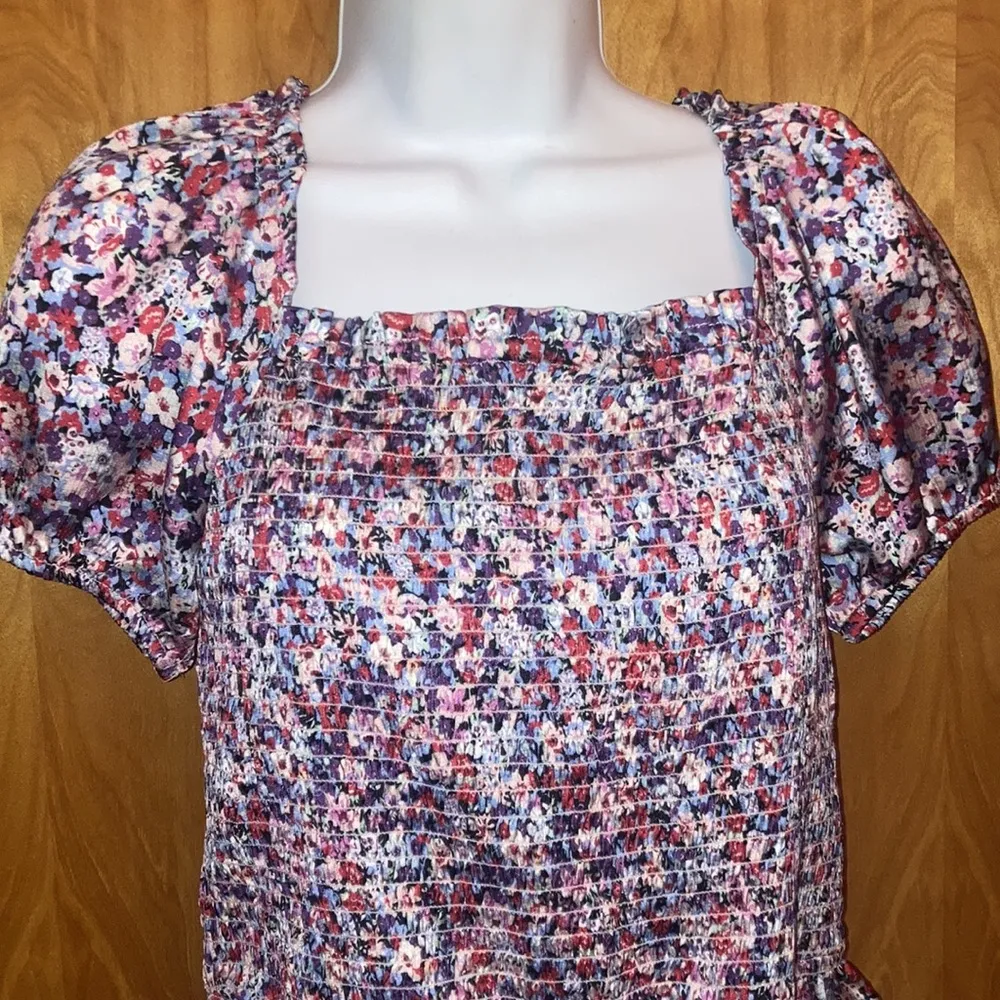 Purple, Pink, Magenta & Blue Floral Maisie Peplum Top - Image 2