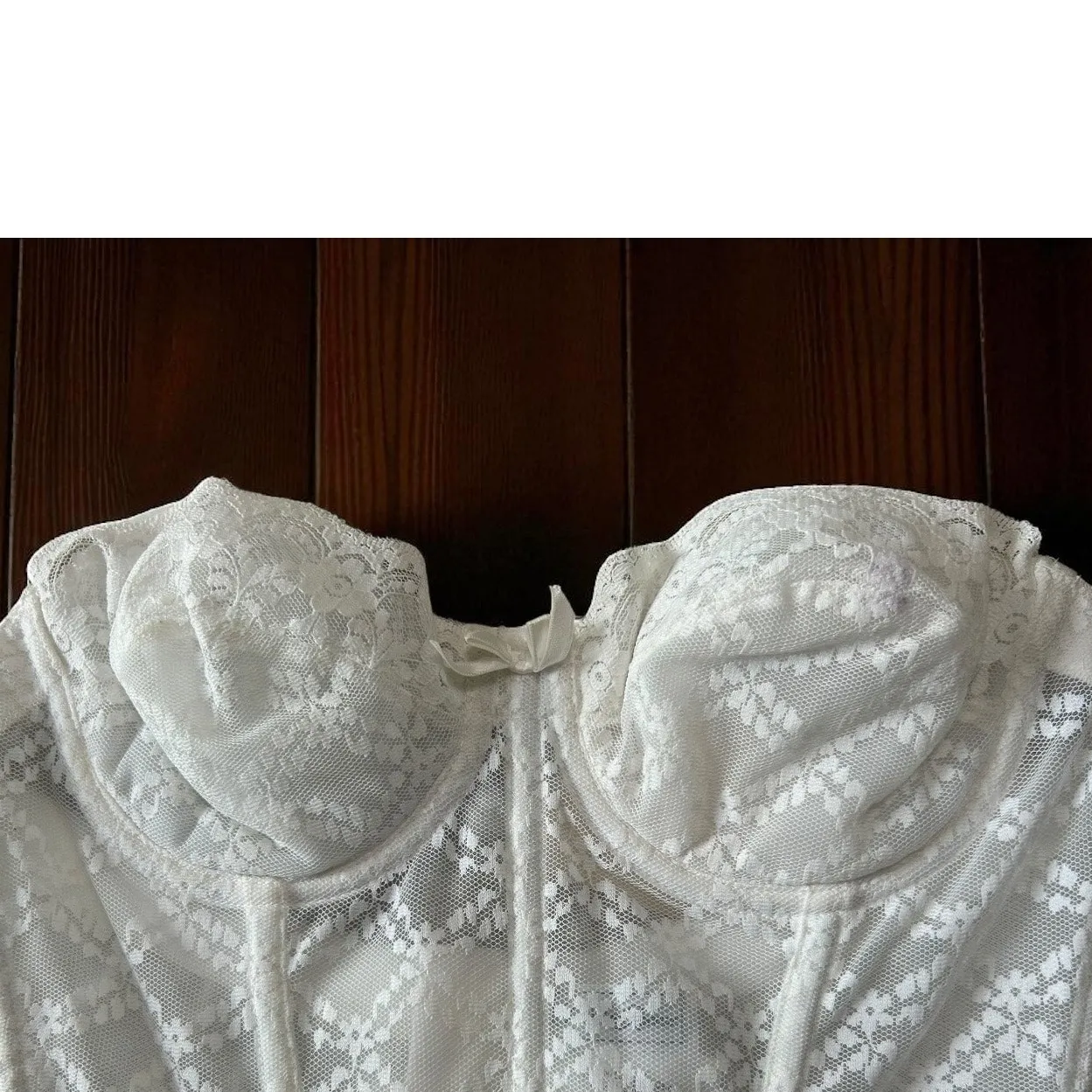 Vintage Saks Fifth Avenue White Strapless Corset Bustier 36A Deadstock NWT Lace - Image 3