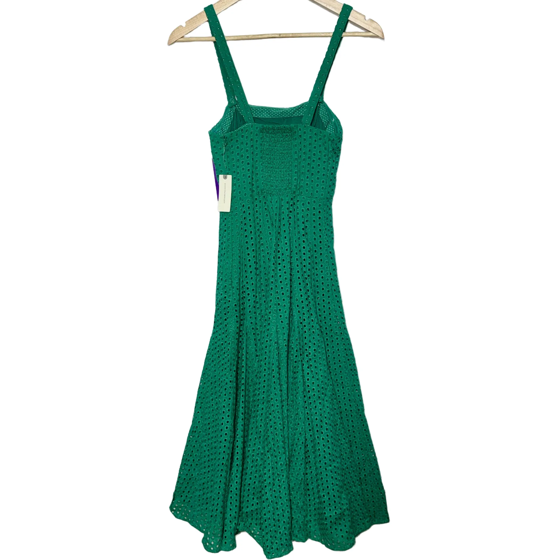 NWT Anthropology Maeve Green Cotton Ruffle Long Sleeveless Maxi Dress Size 0 - Image 2