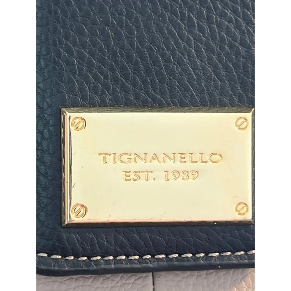 Tignanello Social Status Black Taupe Crossbody Bag Magnetic Snap Front Pocket - Image 3