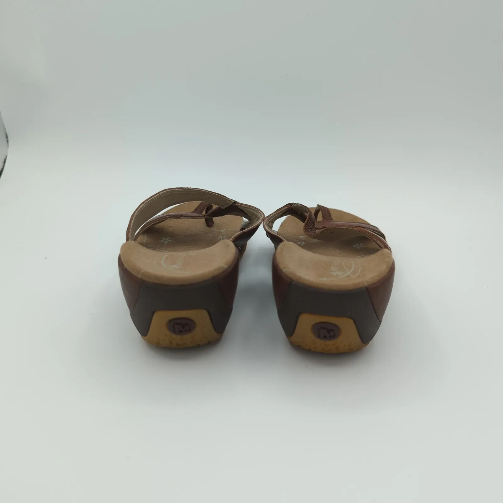 Merrell Alyssum Earth Leather Wedge Thong Sandals Women Size 6 Brown - Image 5
