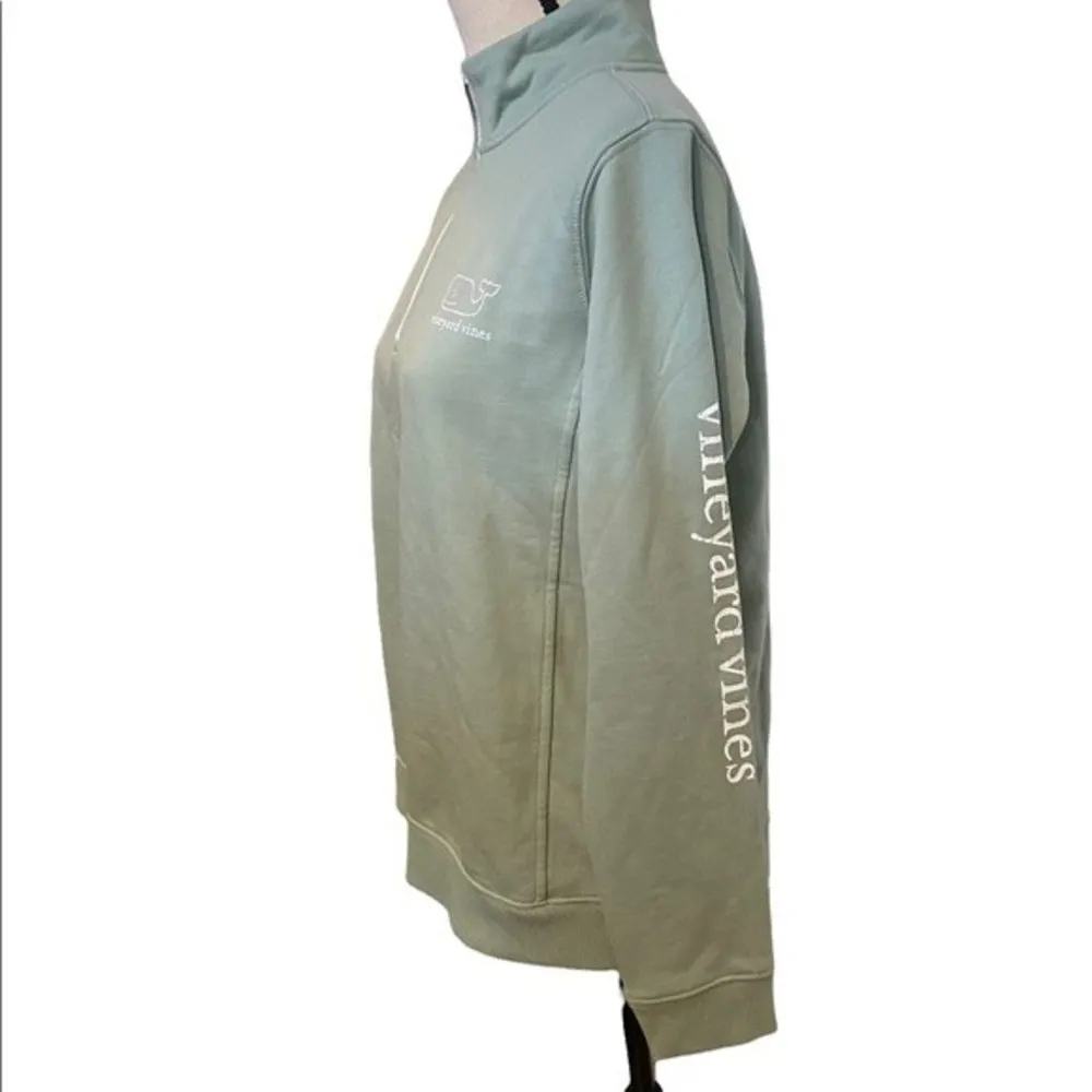 Vineyard Vines Light Green & Pink Quarter Zip Size Medium Graphic Whale Pullover - Image 3