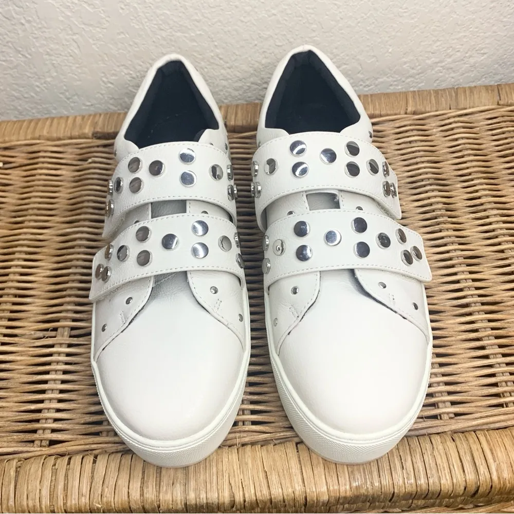 Rebecca Minkoff  Natasha Chalk White Studded Platform Sneaker Slip On Size 9 - Image 4