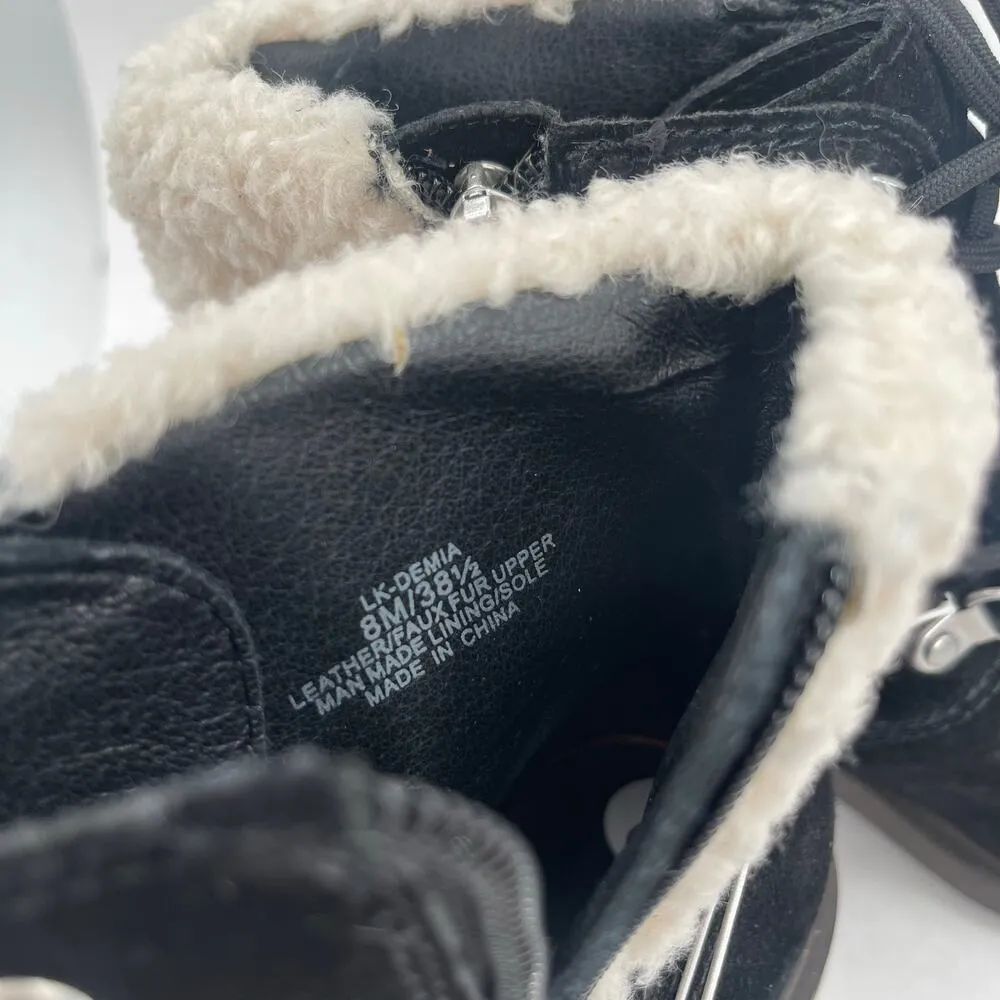 Lucky Brand Demia Boots Size 8 Black Combat Faux Shearling Suede Leather NWOT - Image 10