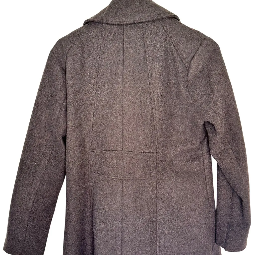 Miss London Size Large Grey Wool-Blend Coat Zipper Snap Details - Image 8