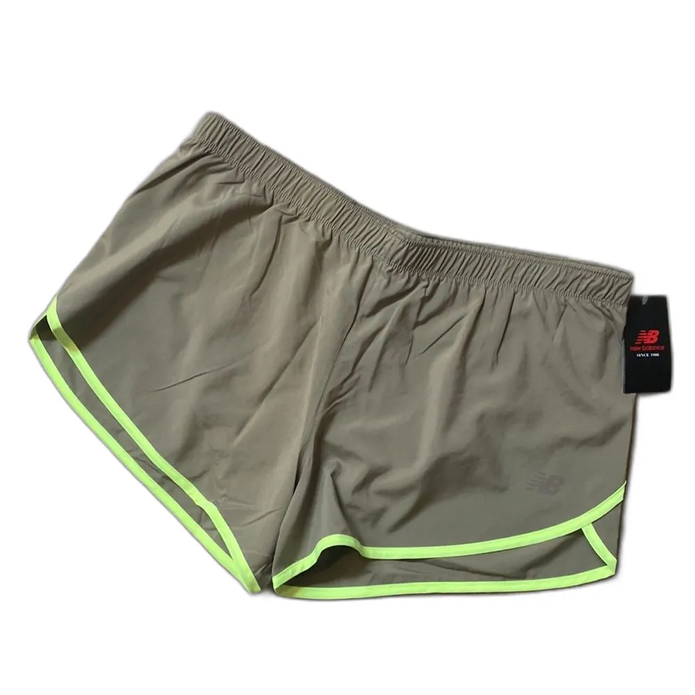 NWT New Balance Running Shorts Olive Green Neon Trim Women's XL Activewear Retro - Image 3