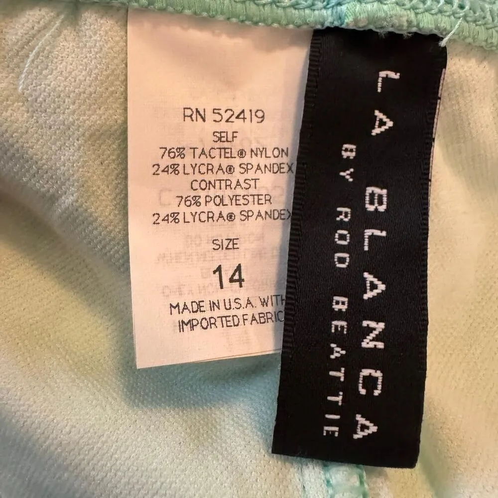 La Blanca Women's Mint Green and White Summer 2005 Y2K Tankini Size 14 - Image 5