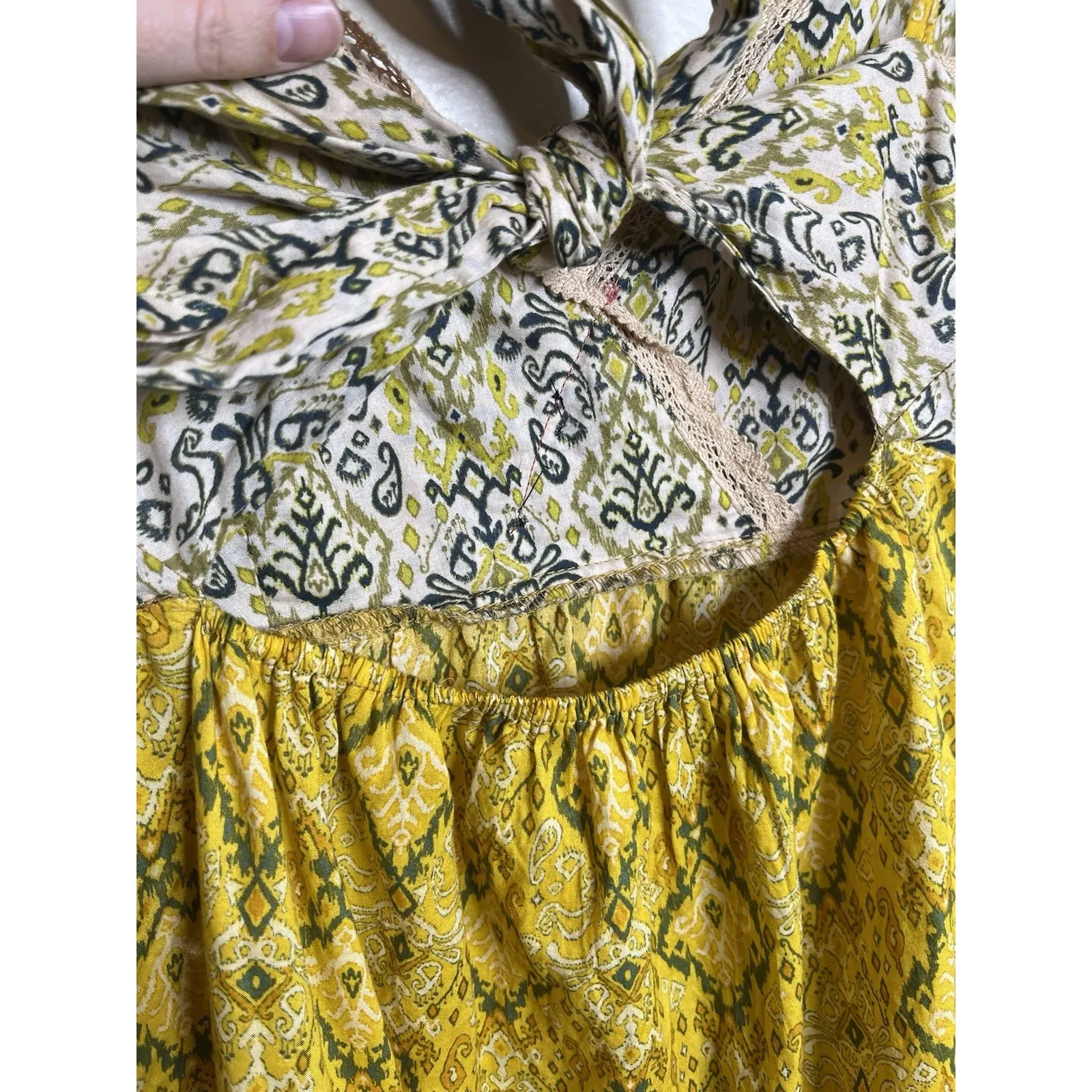 francescas dress Sundress Yellow Babydoll Beach S 100 Cotton Relaxed Long Tiered - Image 6