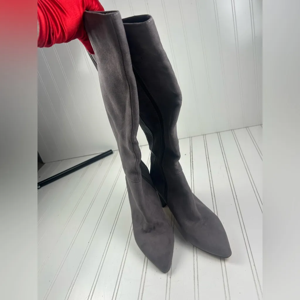 Isaac Mizrahi Gray Suede Knee-High Block Heel Boots Women’s Size 7.5 - Image 7