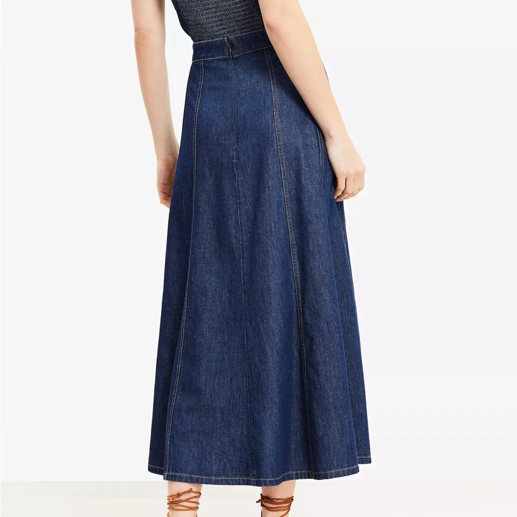 NWT Loft Denim Chambray Seamed Midi Skirt Size 4 - Image 3
