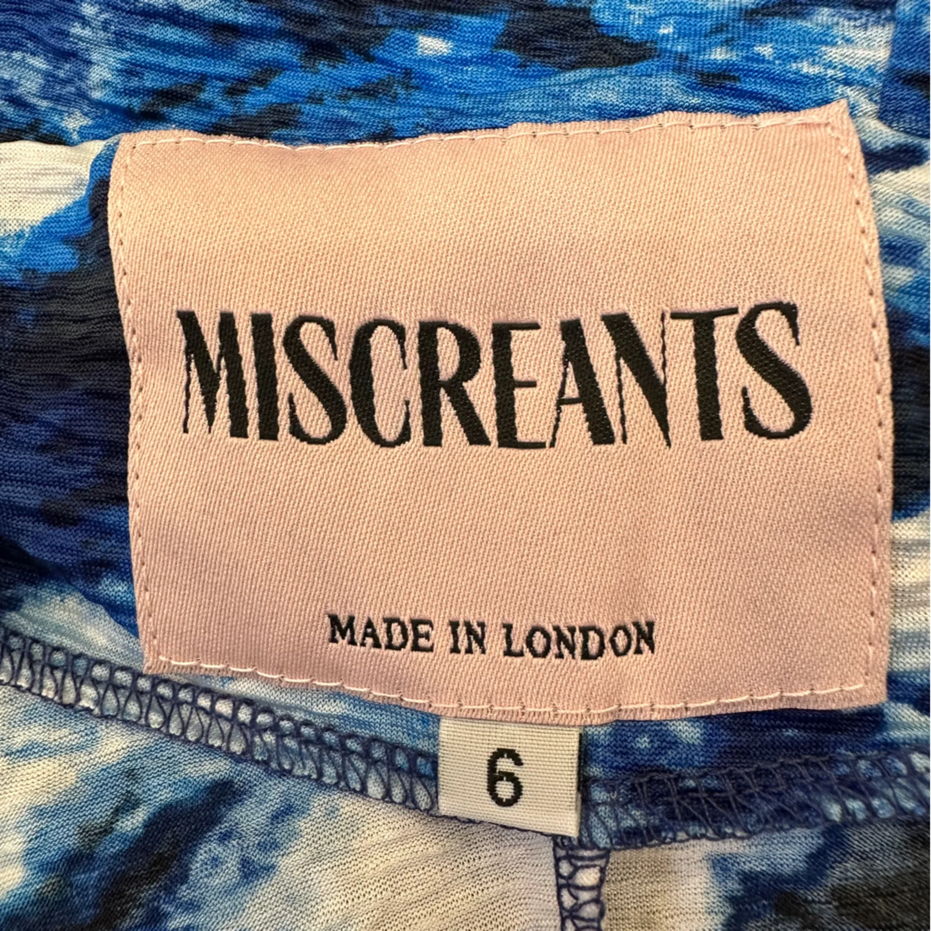 Miscreants Blue Abstract Strapless Mini Dress Gloves US 4 Seen On Bel - Image 5