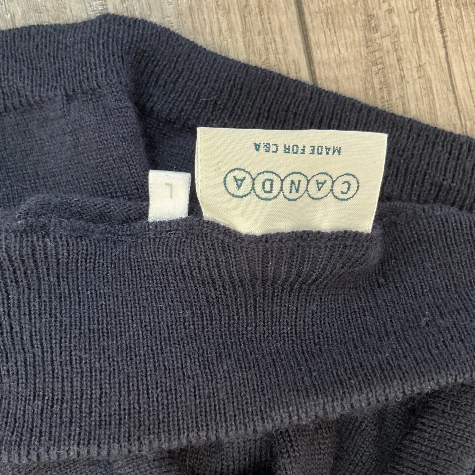 Canda Knit Top‎ Mock Neck Short Sleeve Pullover Sweater Navy Blue L Size L - Image 3