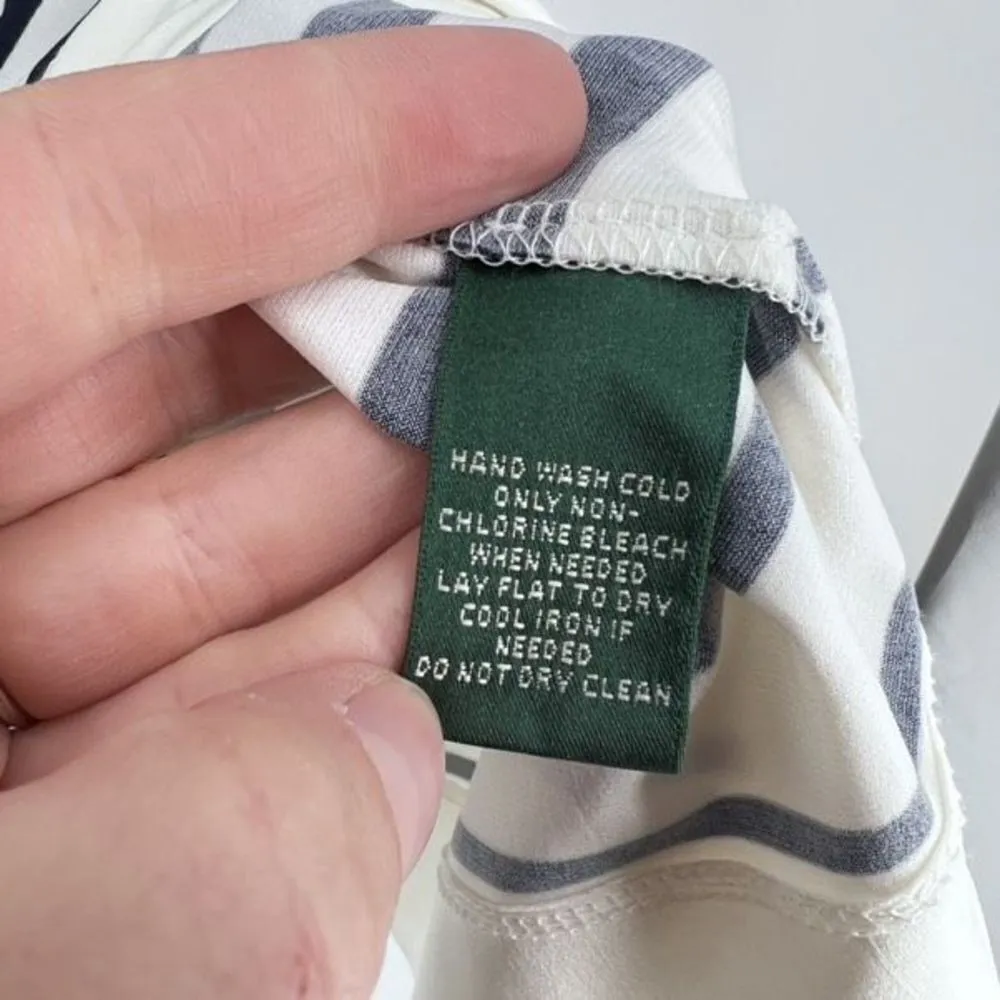 Lauren Ralph Lauren‎ Women's Cap Sleeve Striped A-Line Dress White Blue Size 6 - Image 6