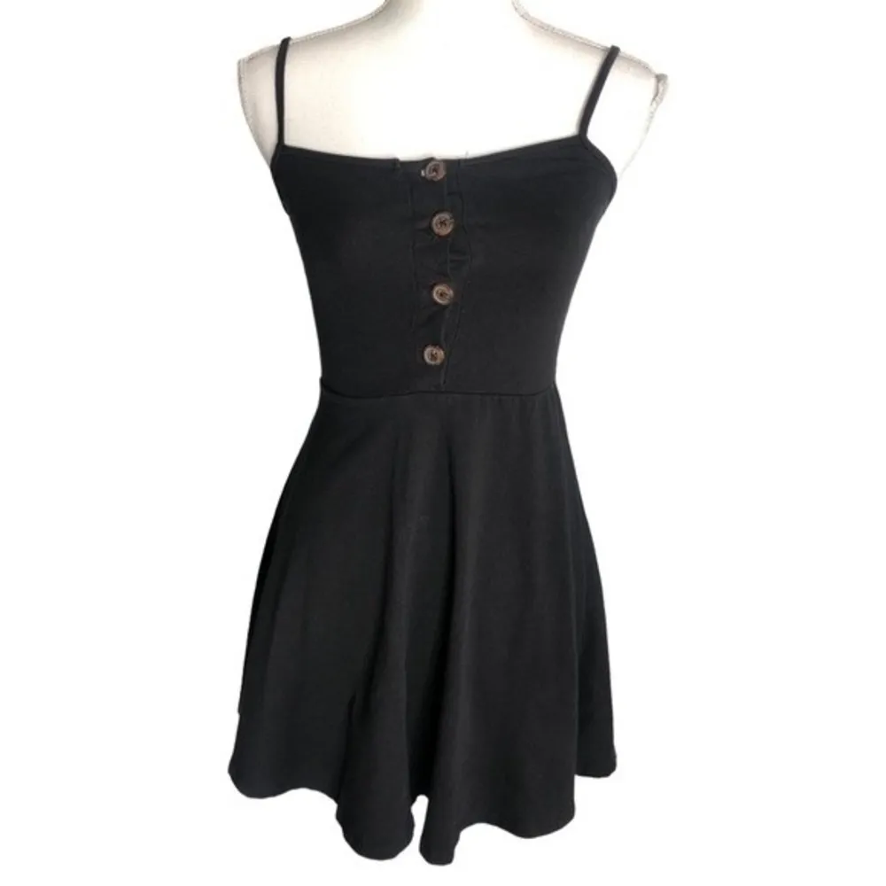 Forever 21 Black Button Front Square Neck Skater Mini Dress - Image 49