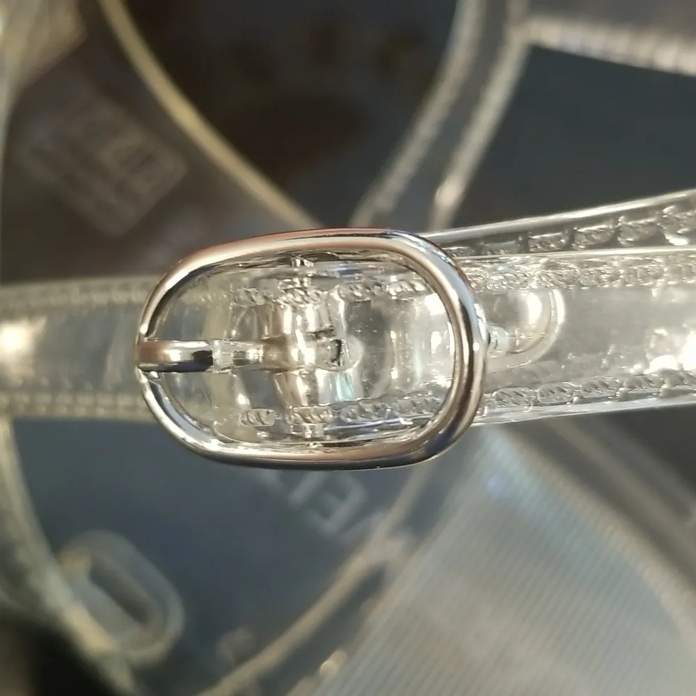 💕STUART WEITZMAN💕 Goldie Jelly Sandal Thong ~ Clear Pearl Embellishments 12 - Image 13