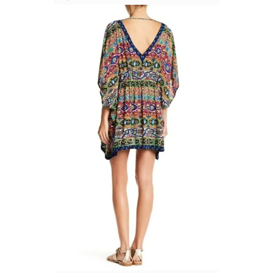 Nanette Lepore Caftan Womens Large Multicolor‎ Boho Print Swim Coverup - Image 3