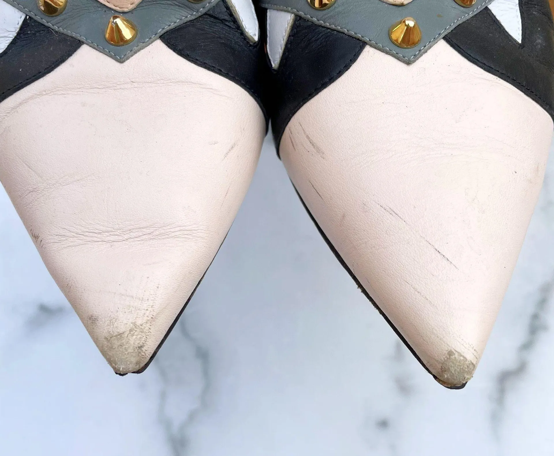 Fendi Bugs Faces leather flat pointed-toe mules sandal IT 37.5 US 7.5 - Image 4