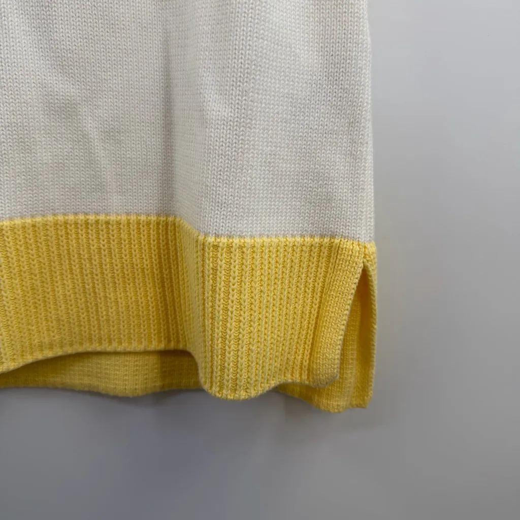 Barbour Dana Knit Sleeveless Sweater Vest women's US 12 cotton white yellow - Image 3