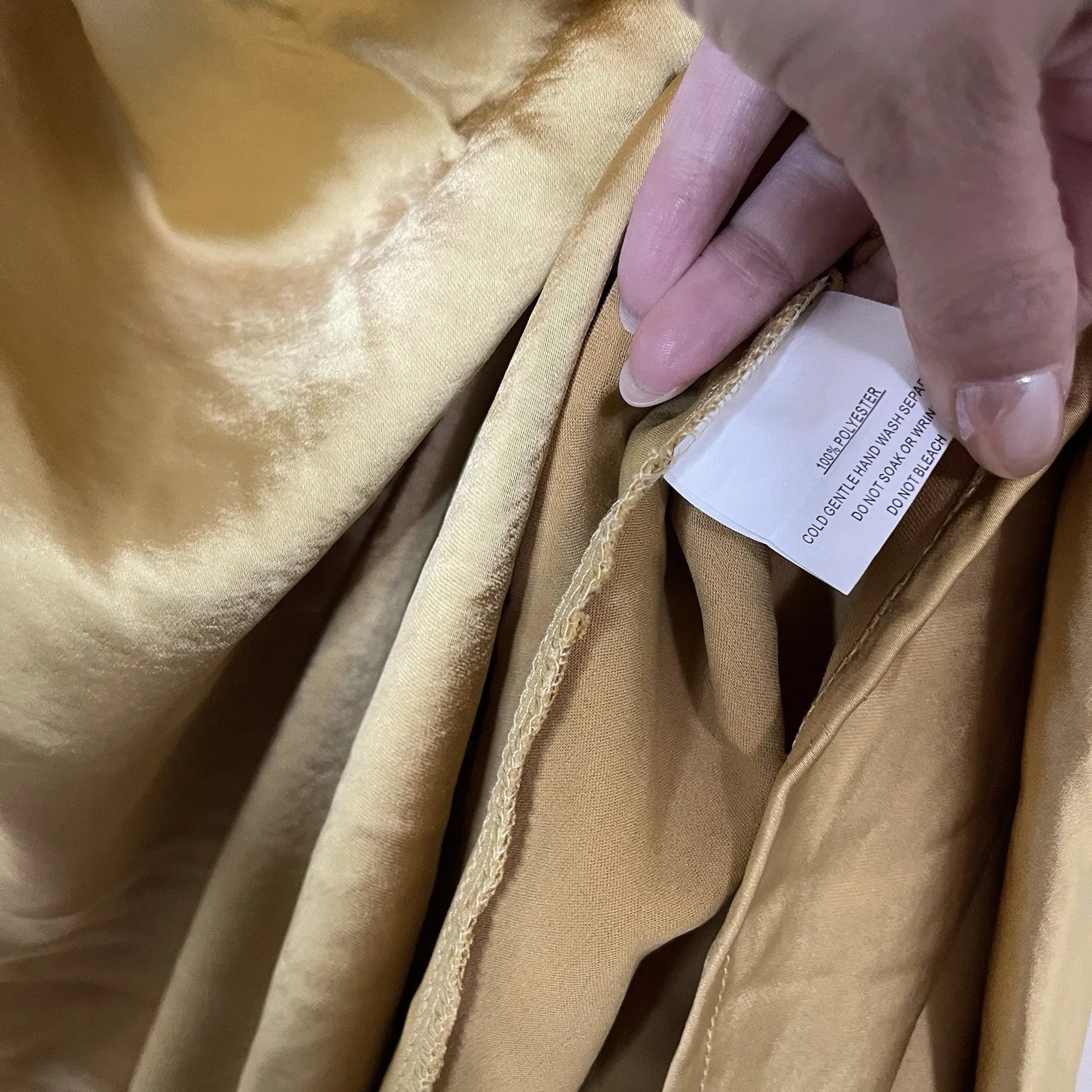 NEW! Selfie Leslie Perfect Day Satin Midi slip Dress Mustard US small st1957b01 - Image 5