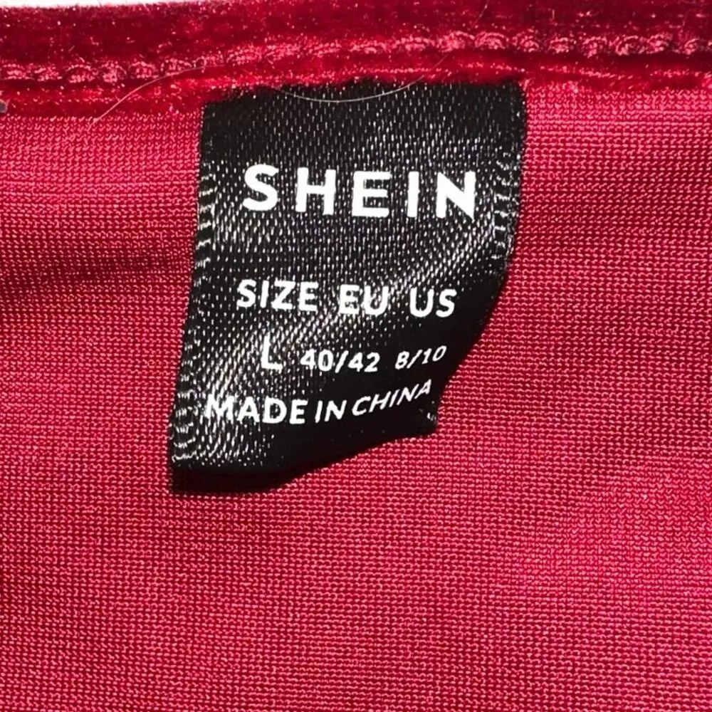 Shein Velour Dress Long Sleeve Sparkle Mini Size L Holiday Party Glam - Image 3