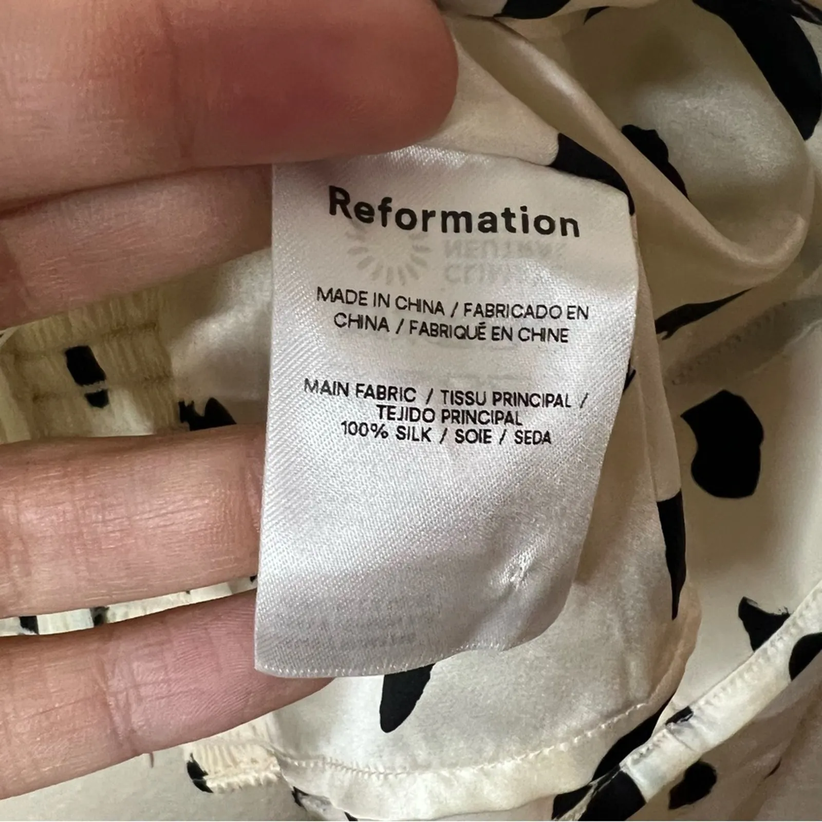 Reformation Reign satin long sleeve cropped blouse in ink blot NEW 0 - Image 10