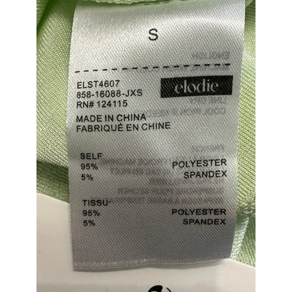 Elodie  Womens Tank Top Green Sleeveless Halter Tie O Ring Ruched Crop S New - Image 9