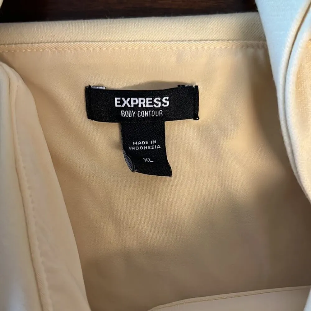 Express Body Contour Muted Yellow Sweetheart Stretchy Halter Tie Cropped Tank XL - Image 4